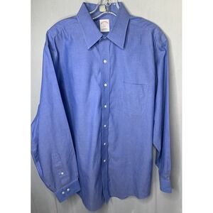 Mens Sz 16 4/5 Brooks Brothers 346 Blue Button Down Long Sleeve Dress Shirt